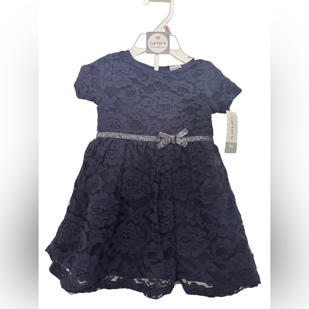 Carter's Blue Fit and Flare Dress Short Sleeve Crew Neck